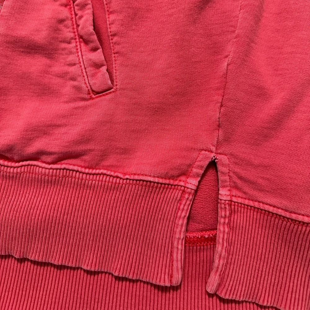 DKNY Jeans Deep Coral Front Lace Overlay Hooded Sweatshirt, Size L - Picture 8 of 10